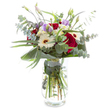 This Thornton Heath-inspired bouquet radiates timeless elegance and gentle warmth, perfect for brightening homes throughout the neighbourhood or gifting for cherished occasions. Lush red roses, their velvety petals unfurling with passion and grace, create a bold statement at the heart of the arrangement, softened by the pure, crisp faces of white Gerbera daisies. Subtle purple Lisianthus, some still in bud and others softly opened, weave an element of delicate promise through the bouquet, while frosted eucalyptus leaves trail throughout, imbuing the composition with a fresh, invigorating scent that calls to mind Thornton Heath's leafy parks. Deep green, glossy aspidistra leaves form a sculpted embrace at the base, highlighted by the clean, curved silhouette of the clear glass vase, in which every vibrant stem is displayed in crystal water. Sprays of petite white blooms add textural fullness and quiet celebration. Designed with a florist's attentive hand and an eye for local style, this arrangement brings a refined yet accessible beauty to any Thornton Heath home-delivering comfort, gratitude, or joy for birthdays, anniversaries, or simply as an uplifting gesture for someone special.